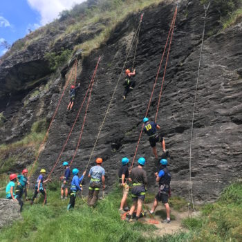 School group introduction to climbing